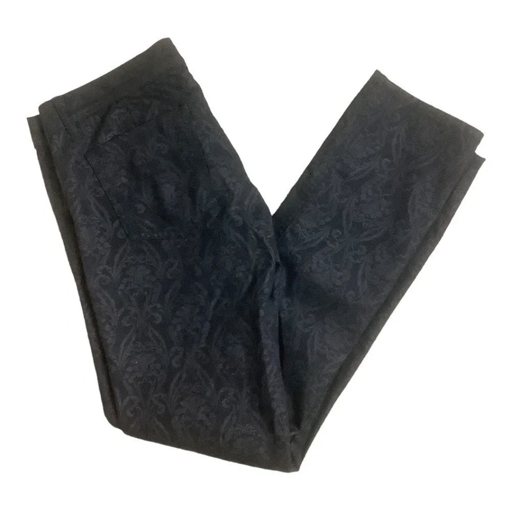 Tory Burch Honour Floral Lattice Jeans Pants‎ Black